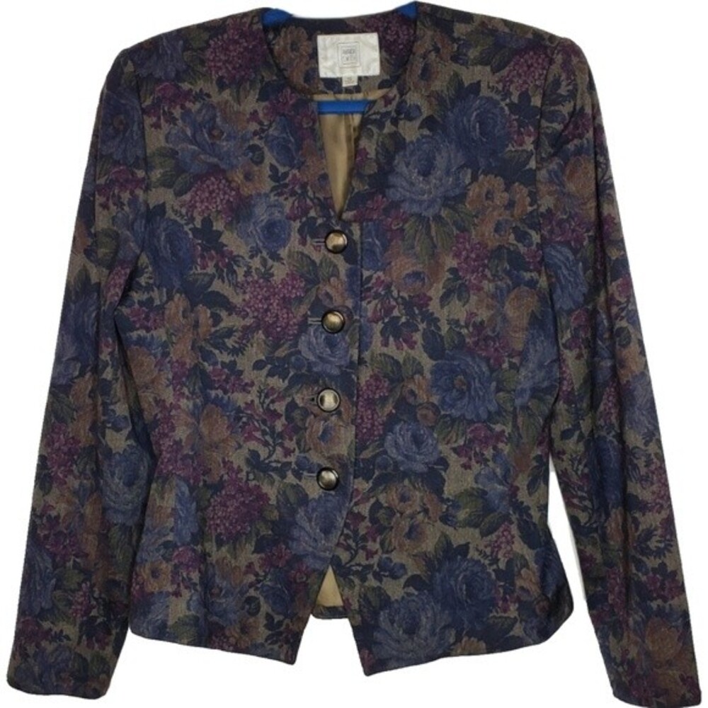 VINTAGE Amanda Smith Floral Tapestry Gothic Blazer Size 10
